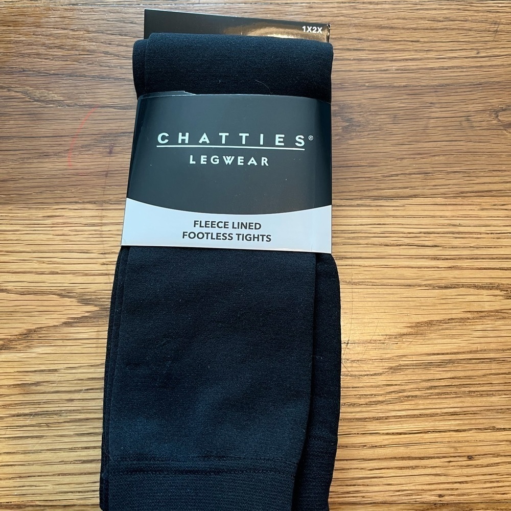 Chatties Fleece Lined Footless Tights - Black Size 1-2x
